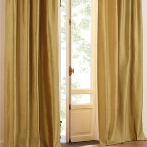Pottery Barn 100% Dupioni Silk Curtain Panels - Gold Bronze (Set of 2)